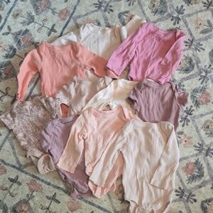 Cloud Island Pink and Cream Baby Bodysuits